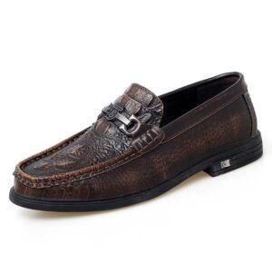 Tamja-Crocodile Pattern Leather Casual Shoes