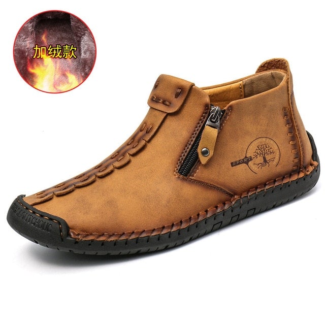 Tamja - Men's Vintage Leather Plush Ankle Boots
