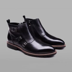 Tamja-Genuine Leather Buckle Strap Boots