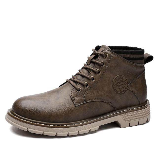 Tamja-Men's Winter Leather Waterproof Martin Boots