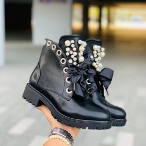 Tamja-Women Leather Motorcycle Ankle Boots