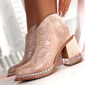 Tamja-Embroidery Print Western Chelsea Boots